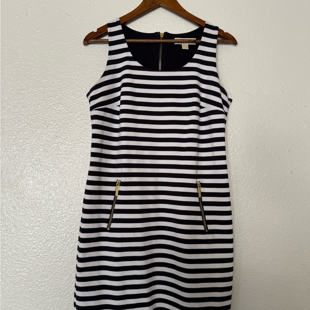 Michael Kors Black and White Striped Mini Dress Women’s Size M